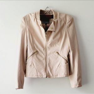 CLEARANCE! NWT Therapy Pale Pink Color Faux Leather Moto Zip Up Jacket Size M
